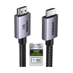 UGREEN 8K HDMI 2.1 Cable 1M, 48Gbps Certified Ultra High-speed HDMI Cord, 8K@60HZ,4K@240HZ/144HZ/120HZ, Support eARC/Dolby/HDR 10+/HDCP 2.2&2.3, Compatible for PS5/Xbox Series X/MacBook Pro/Blu-ray (25908)